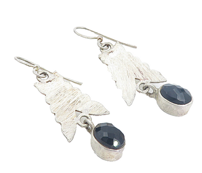 925 Sterling Silver  Vintage Faceted Black Hematite Dangle Earrings  EG3492