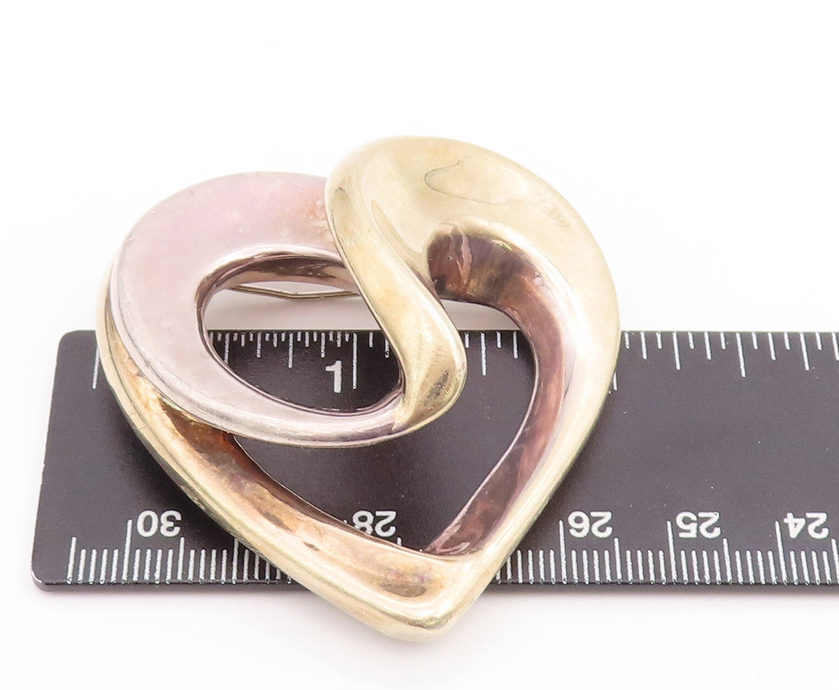 925 Sterling Silver Vintage Brooch Pin Designer Solid Swirled Heart  BP11028