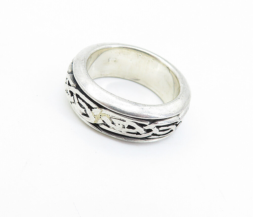 925 Sterling Silver  Vintage Celtic Knot Pattern Spinner Ring Sz 6  RG7134