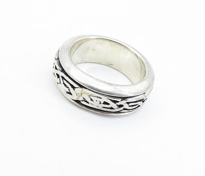 925 Sterling Silver  Vintage Celtic Knot Pattern Spinner Ring Sz 6  RG7134