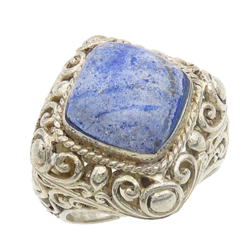 925 Sterling Silver  Vintage Lapis Lazuli Swirl Cocktail Ring Sz 9  RG19285