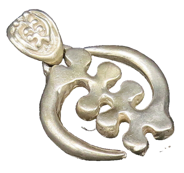 925 Silver  Vintage Carved Modernist Abstract Symbol Motif Pendant  PT21374