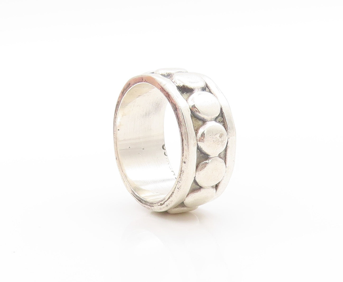 925 Sterling Silver Vintage Ring Tapered Geometric Circle Band  Sz 6  RG33647