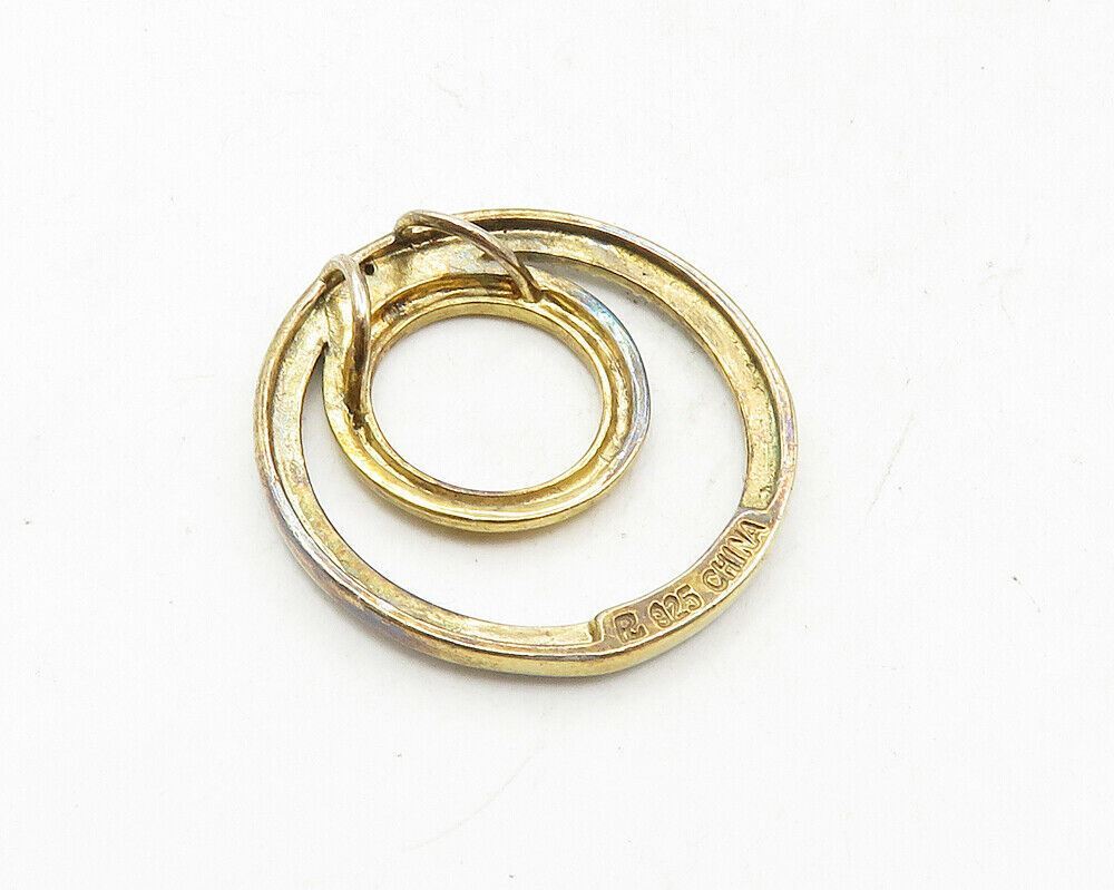 ROSS SIMON 925 Sterling Silver  Vintage Genuine Diamond Circle Pendant  PT7343