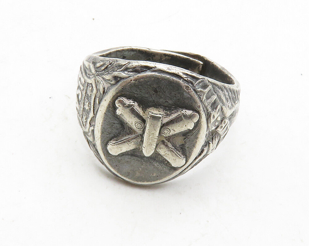 925 Sterling Silver  Vintage Antique Eagle USA Petite Band Ring Sz 4.5 RG13179
