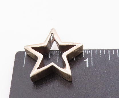 925 Sterling Silver Vintage Pendant Open Origami Star Cut Out Design  PT24996