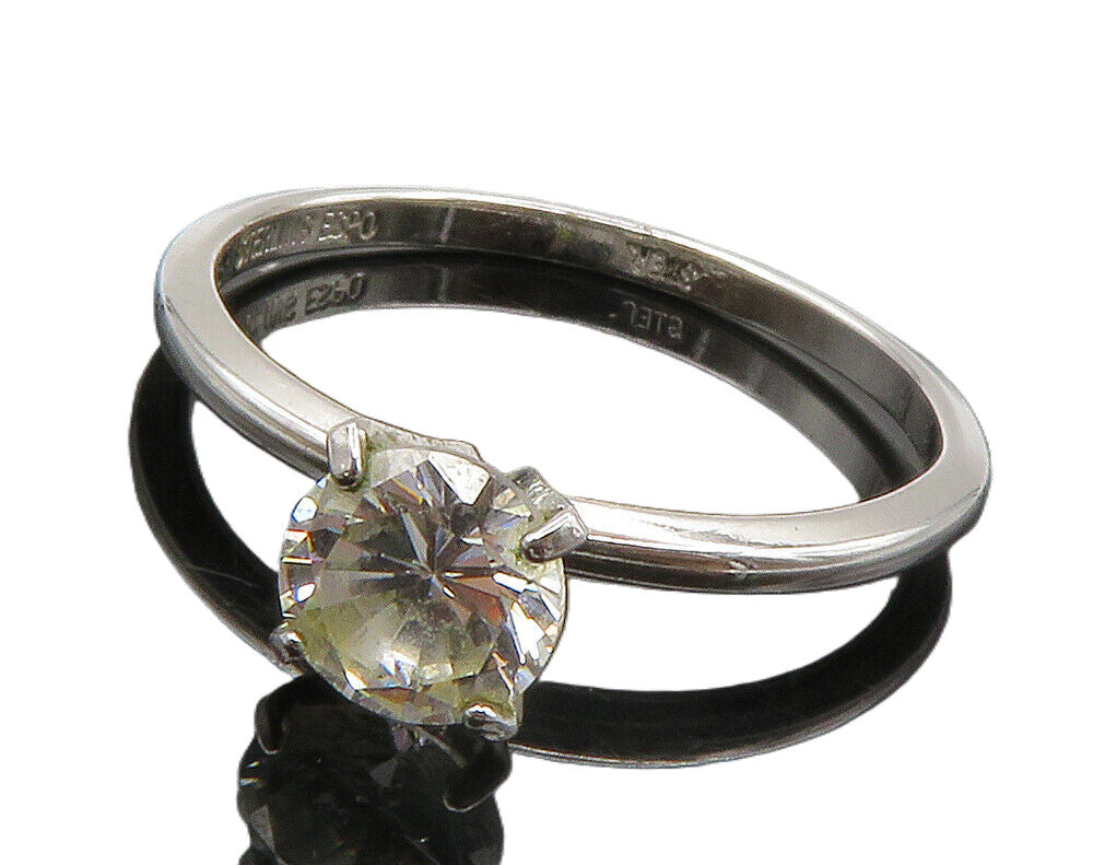 ESPO 925 Silver  Prong Set Cubic Zirconia Shiny Solitaire Ring Sz 11  RG15074
