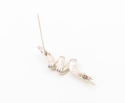 925 Sterling Silver Vintage Brooch Pin Classic Twisted Wire Fluid Wave  BP12613