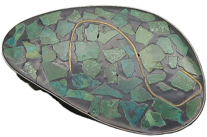 ISRAEL 925 Sterling Silver  Vintage Eilat Mosaic Pattern Brooch Pin  BP6580