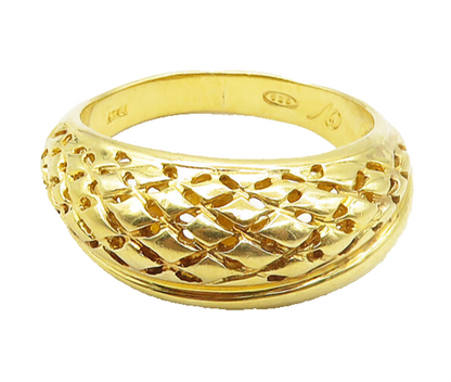 925 Sterling Silver  Shiny Gold Plated Cutout Dome Band Ring Sz 10  RG17226