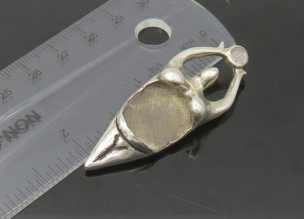 925 Sterling Silver  Vintage Moonstone Modernist Figure Pendant  PT18136