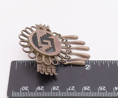 MEXICO 925 Silver  Vintage Antique Cutout Design Dangling Brooch Pin  BP5013