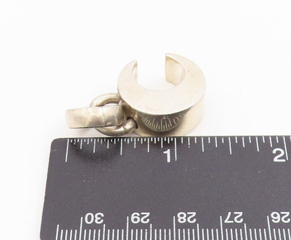 925 Sterling Silver Vintage Pendant Modernist Solid Crescent Moon Charm  PT25275