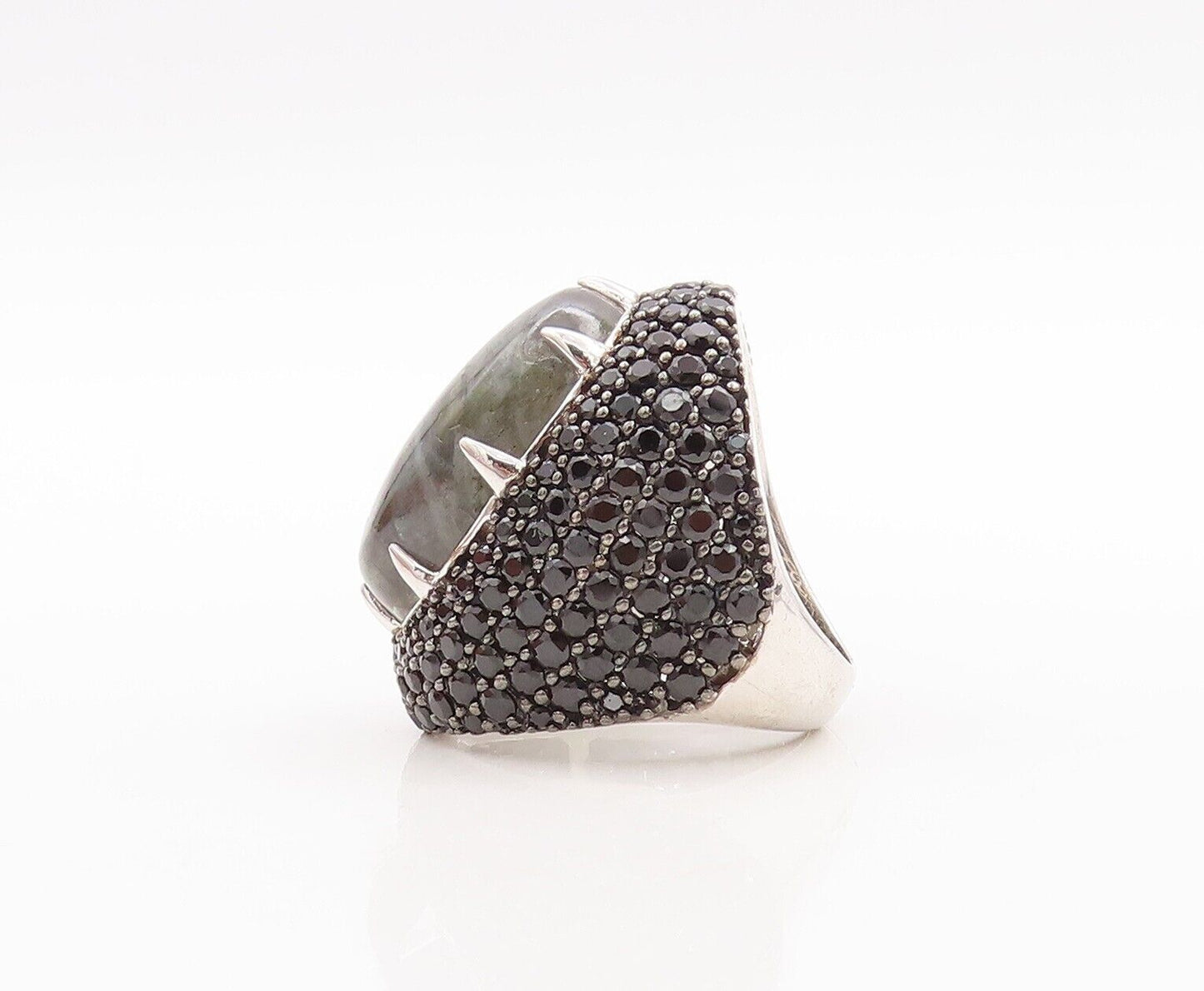 925 Sterling Silver Vintage Ring Large Oval Alexandrite & Spinel  Sz 7  RG29560