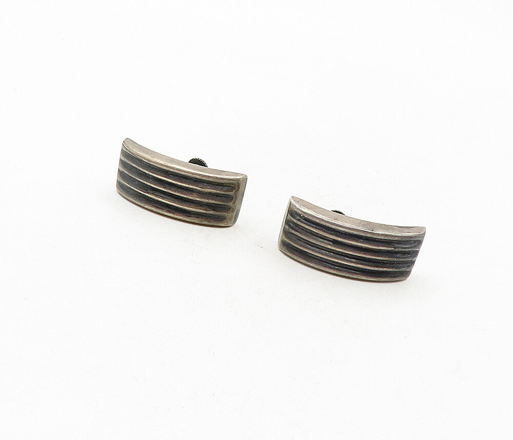 MEXICO 925 Sterling Silver  Vintage Antique Dark Tone Drop Earrings  EG4779