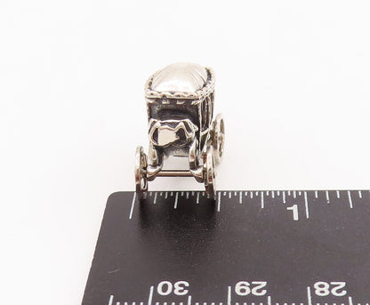 925 Sterling Silver Vintage Pendant BEAUCRAFT Carved Vintage Moving Cart PT22860