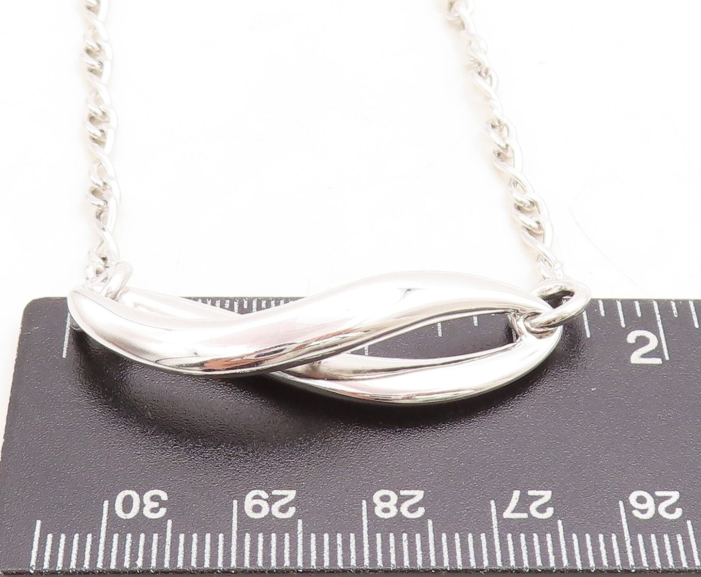 925 Sterling Silver  Polished Infinity Swirl Link Chain Necklace  NE1921