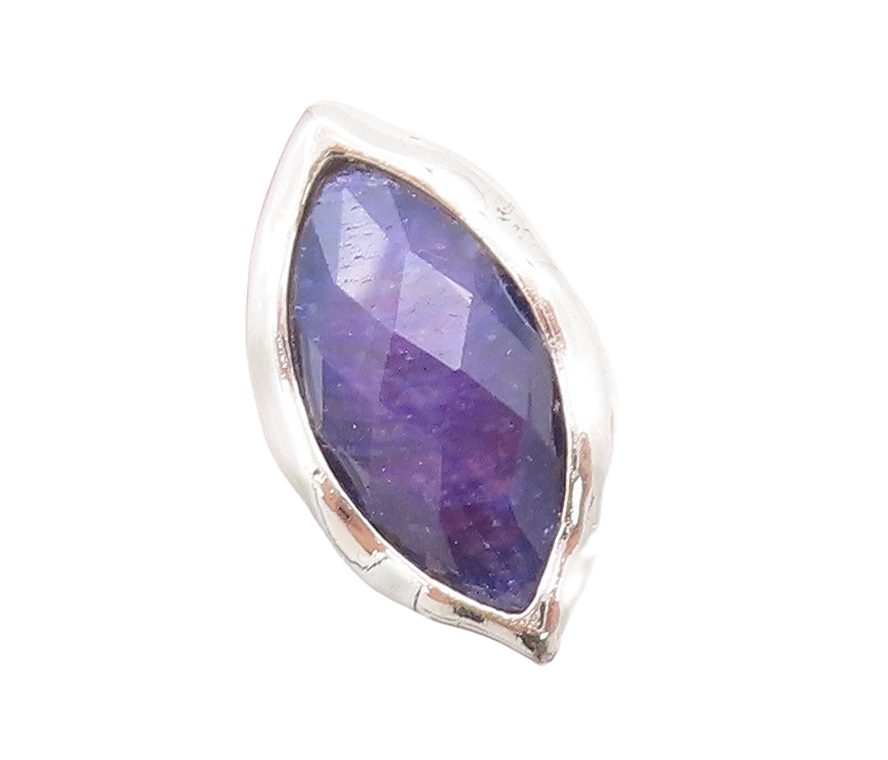 925 Sterling Silver Vintage Ring Marquise Shape Purple Gemstone  Sz 7  RG29414