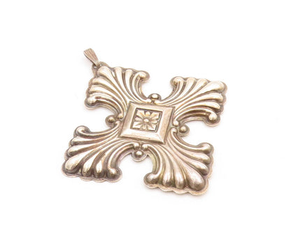 925 Sterling Silver Vintage Pendant REED & BRTON Large Swirls Etched  PT23790