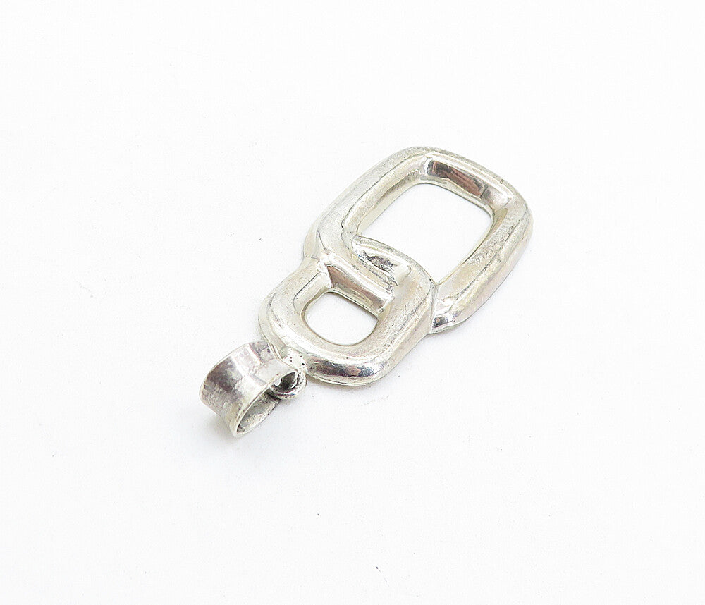925 Sterling Silver Vintage Shiny Interlocking Ovals Drop Pendant PT4554