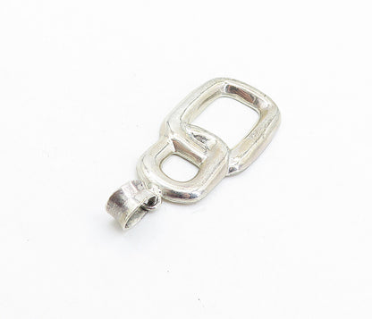 925 Sterling Silver Vintage Shiny Interlocking Ovals Drop Pendant PT4554