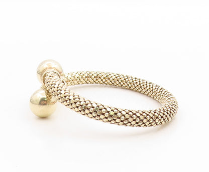 925 Sterling Silver Vintage Bracelet Chunky Bypass Bangle With Ball Ends BT11807