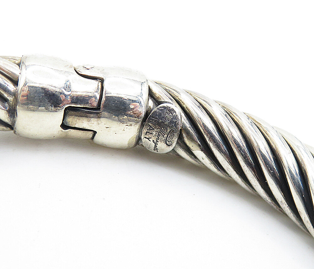FLLI MENEGATTI 925 Silver Vintage Amethyst Twist Hinge Cuff Bracelet BT3158
