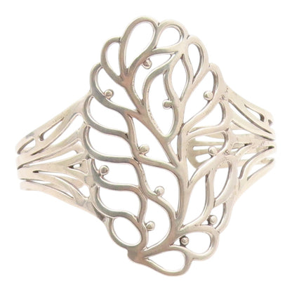 925 Sterling Silver  Vintage Tree Of Life Cutout Cuff Bracelet  BT9413