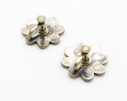 MEXICO 925 Silver  Vintage Black Onyx & Abalone Non Pierce Earrings  EG6812