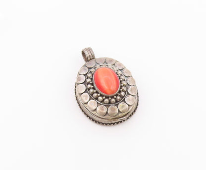 925 Sterling Silver Vintage Pendant Classic Cat Eye Oval Locket OPENS  PT26472
