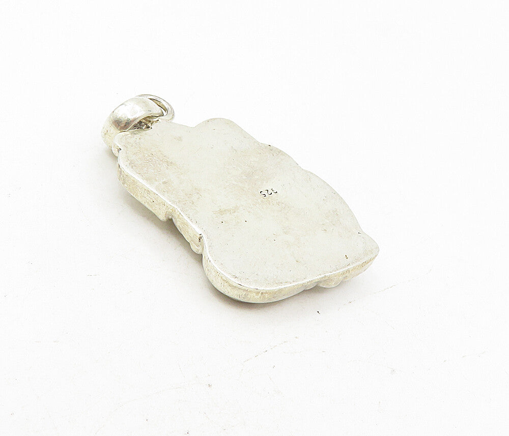 925 Sterling Silver  Vintage Shiny Hollow Sitting Elephant Pendant  PT6675