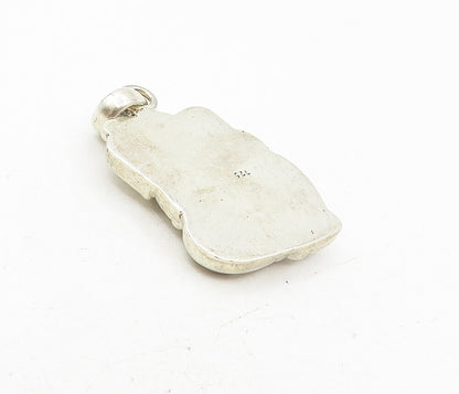 925 Sterling Silver  Vintage Shiny Hollow Sitting Elephant Pendant  PT6675