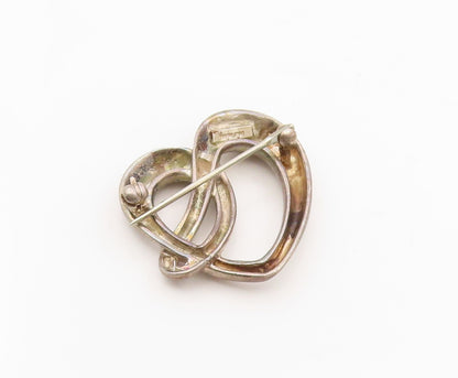 925 Sterling Silver Vintage Brooch Intertwined Celtic Love Heart Pin  BP12099