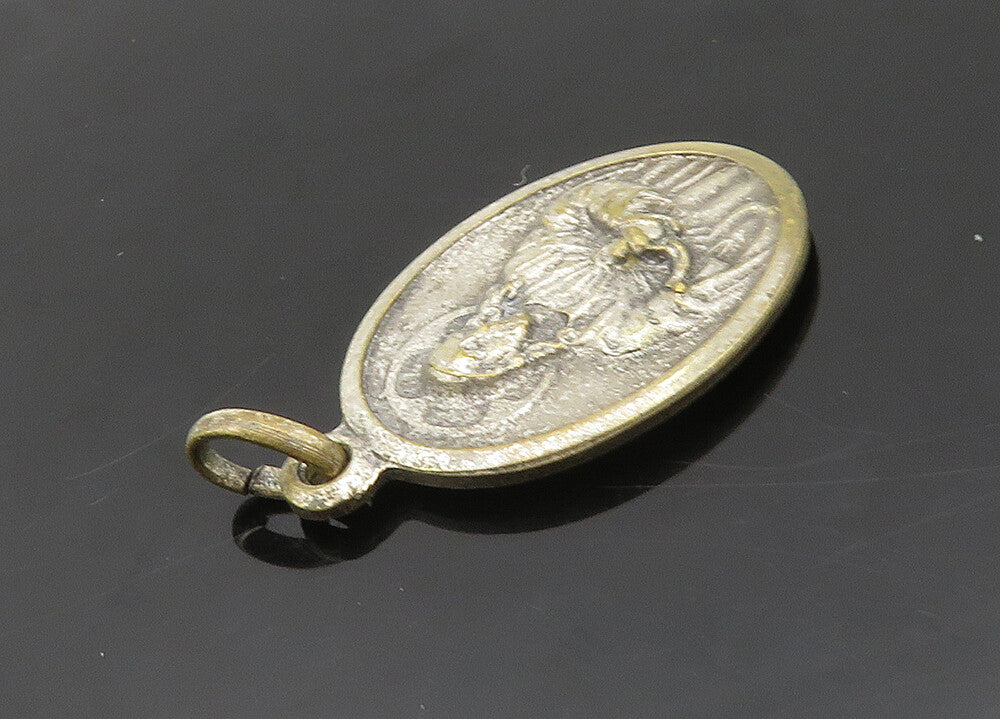 925 Sterling Silver  Vintage Medal Of Our Lady Virgo Carmeli Pendant  PT16713
