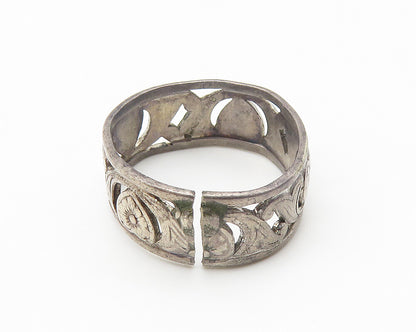 925 Sterling Silver  Vintage Dark Tone XO Hug & Kiss Band Ring Sz 6  RG10221