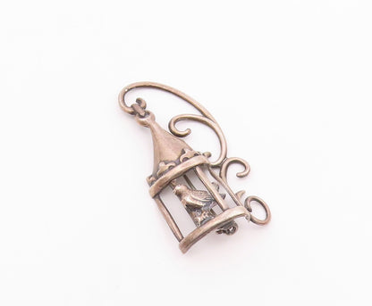 LANG 925 Sterling Silver  Vintage Shiny Swirl Bird Cage Brooch Pin  BP9142