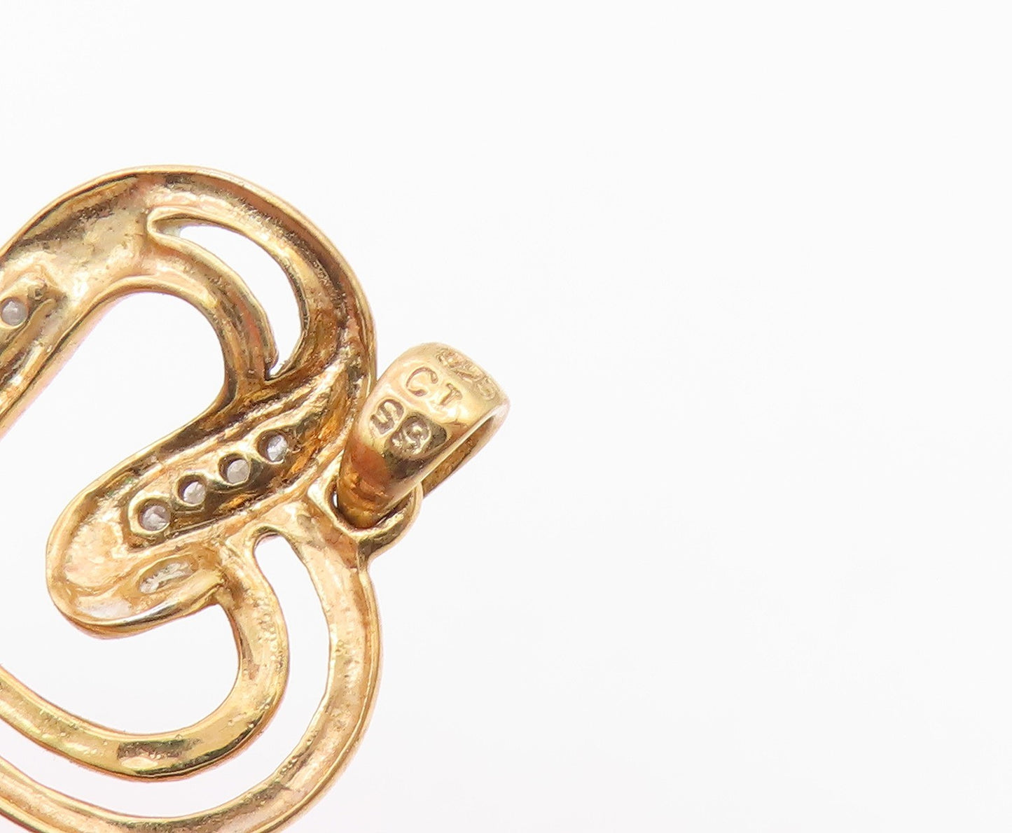 925 Sterling Silver  Genuine Diamonds Gold Plated Love Heart Pendant  PT12025