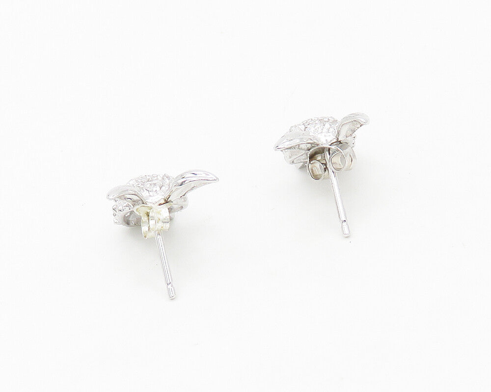 925 Sterling Silver   White Topaz Bunny Rabbit Motif Stud Earrings  EG8928