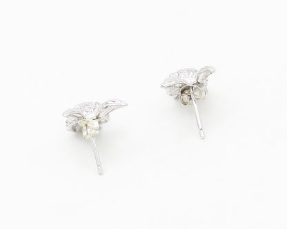 925 Sterling Silver   White Topaz Bunny Rabbit Motif Stud Earrings  EG8928