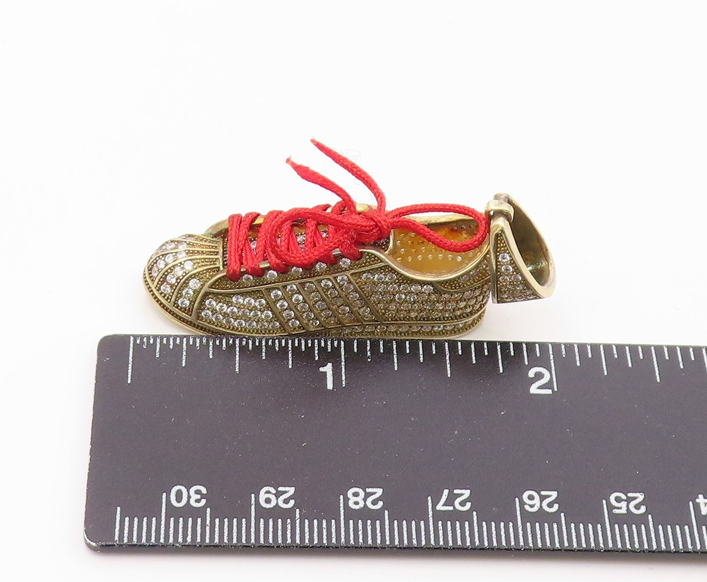 925 Sterling Silver  Vintage Topaz Encrusted Laced Sneaker Pendant  PT19673