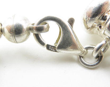 PAOLA VALENTINI 925 Sterling Silver Vintage White Stone Heavy Necklace  NE2994