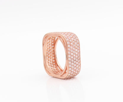 925 Sterling Silver Vintage Ring Rose Gold Plated CZ Square Band  Sz 7  RG33250