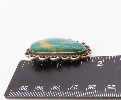 925 Sterling Silver Vintage Pendant NAVAJO Designer Carved Gemstone  PT23639