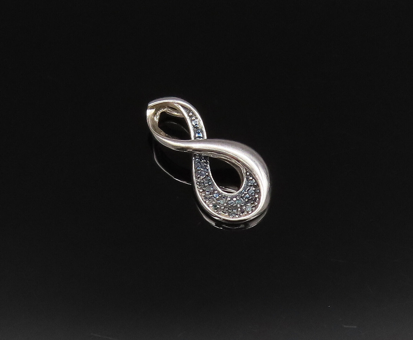 925 Silver  Vintage Dainty Blue Spinel Infinity Twist Drop Pendant  PT21391
