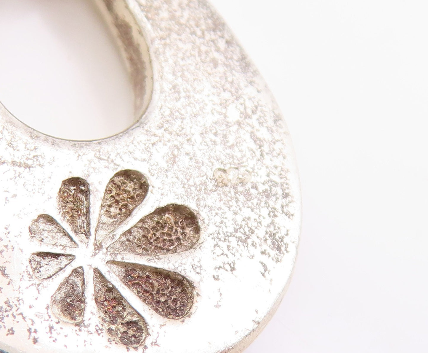 925 Sterling Silver Vintage Pendant Multi Gemstone Inlay Teardrop Charm  PT25147