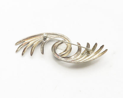 925 Sterling Silver  Vintage Cabochon Black Onyx Swirl Brooch Pin  BP4404
