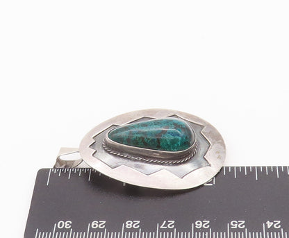 925 Sterling Silver Vintage Brooch Pin ISRAEL Turquoise Halo Rope Etched BP10684