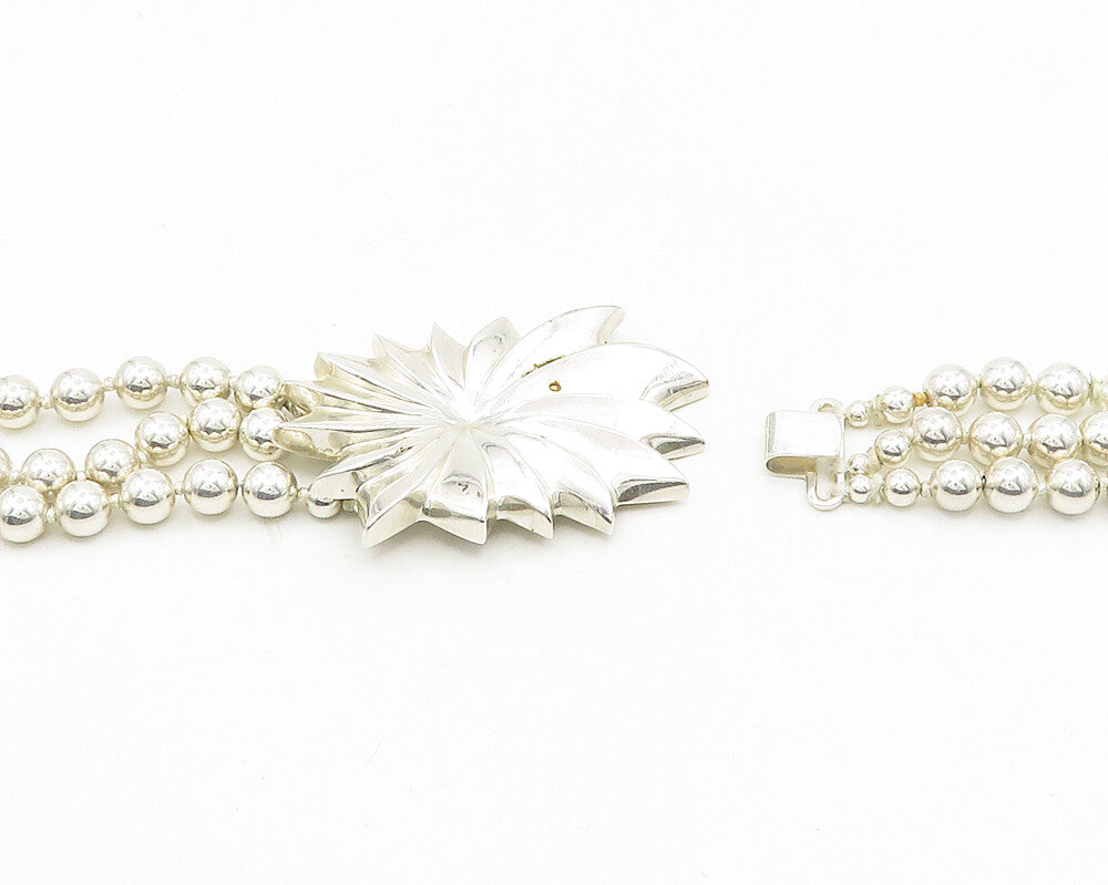 N&R 925 Sterling Silver Vintage Shiny Multi Strand Ball Beaded Belt TR2520