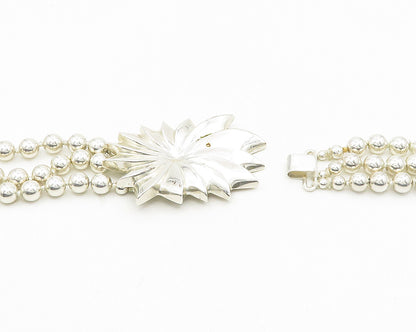 N&R 925 Sterling Silver Vintage Shiny Multi Strand Ball Beaded Belt TR2520