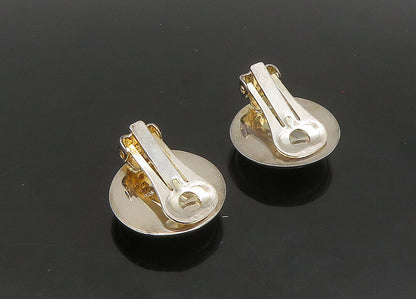 925 Sterling Silver  Vintage Dichroic Glass Round Non Pierce Earrings  EG11401